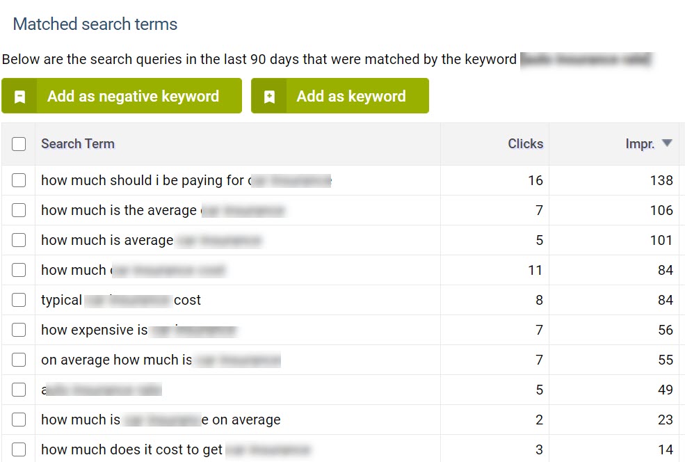 Exact Match Search Terms