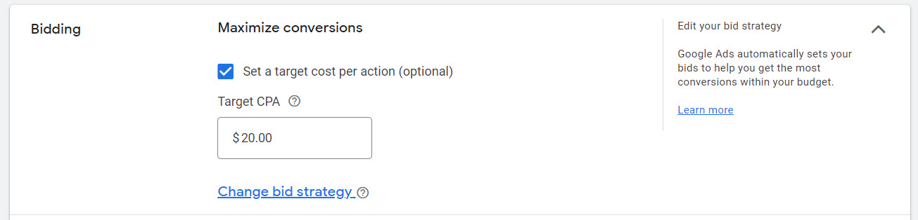SMART BIDDING Target and max bidding in Google Ads